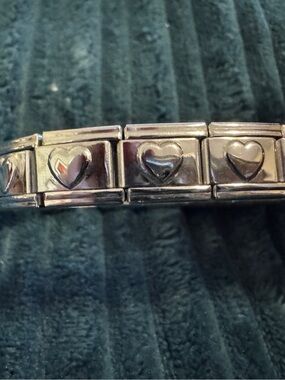 Silver Heart Link Stretch Bracelet - Women Jewelry